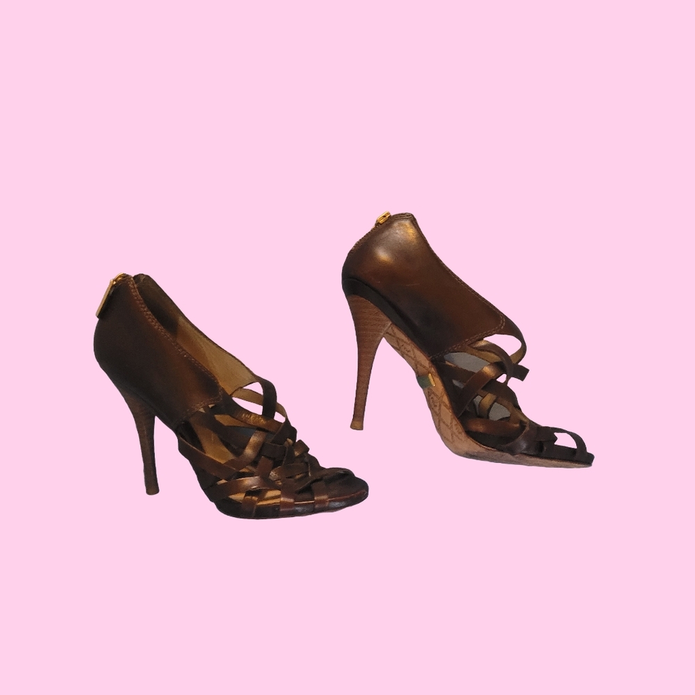 Lamb cut out brown heels size 7.5